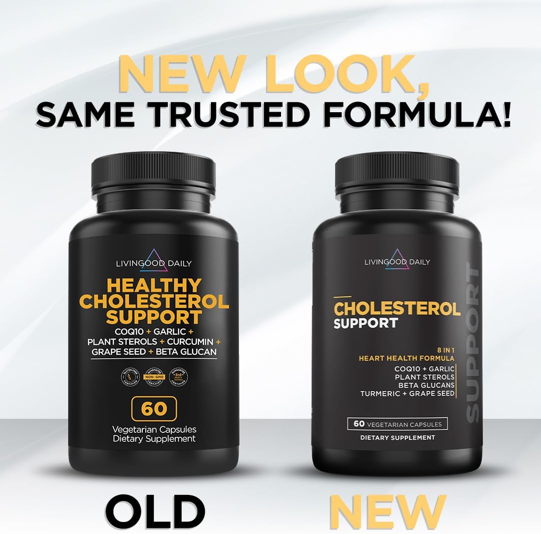 Healthy Cholesterol Support Supplement Bottles, New Packaging Design Comparison