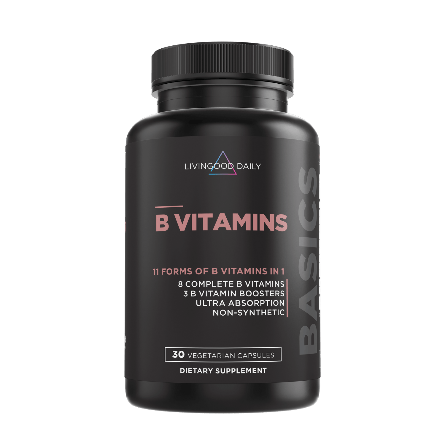 LivingGood Daily B Vitamins Supplement Bottle Vegetarian Capsules Dietary Non-Synthetic