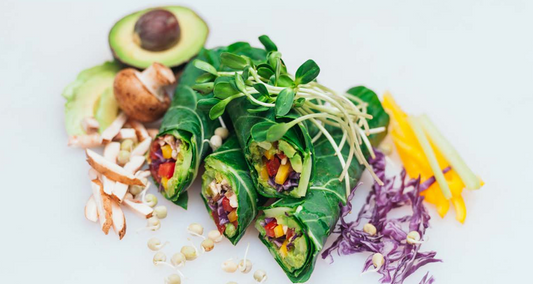 Peanut Ginger Rainbow Collard Wraps