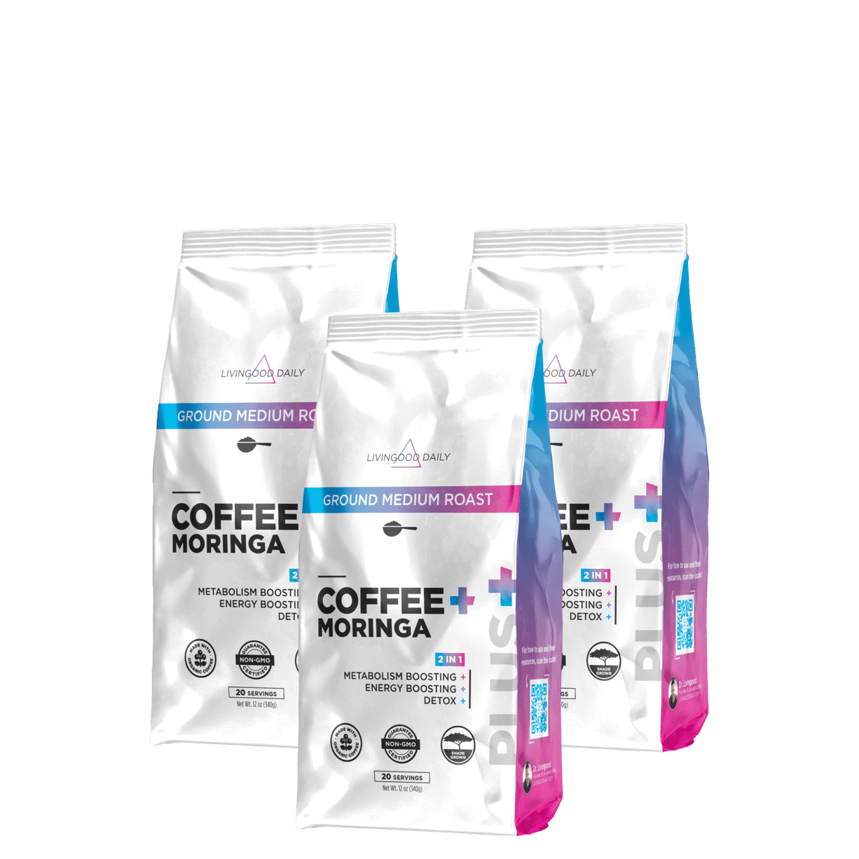 Livingood Daily Coffee + Moringa Ground Medium Roast - (3-Pack)