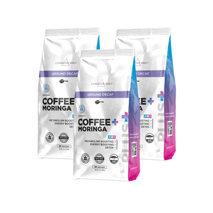 Livingood Daily Coffee + Moringa Ground Swiss Water Decaf - (3-Pack)