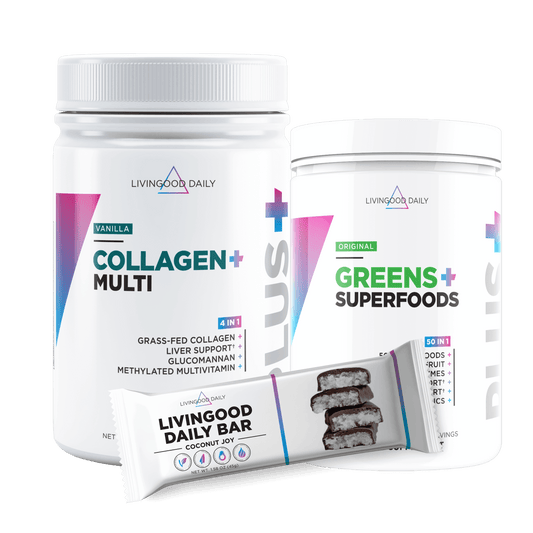 LivingGood Daily Collagen and Greens Superfoods Supplements with Daily Bar