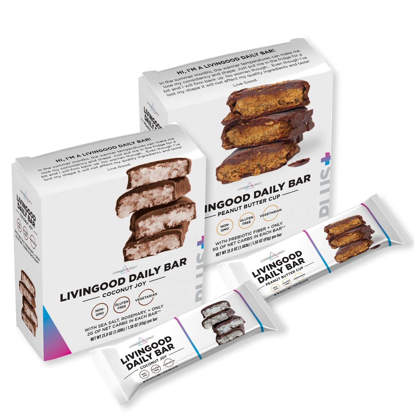 Livingood Daily Coconut Joy and Peanut Butter Cup Bars Bundle