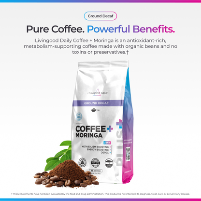 Livingood Daily Coffee + Moringa Ground Swiss Water Decaf