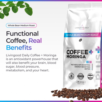 Livingood Daily Coffee + Moringa Whole Bean Medium Roast