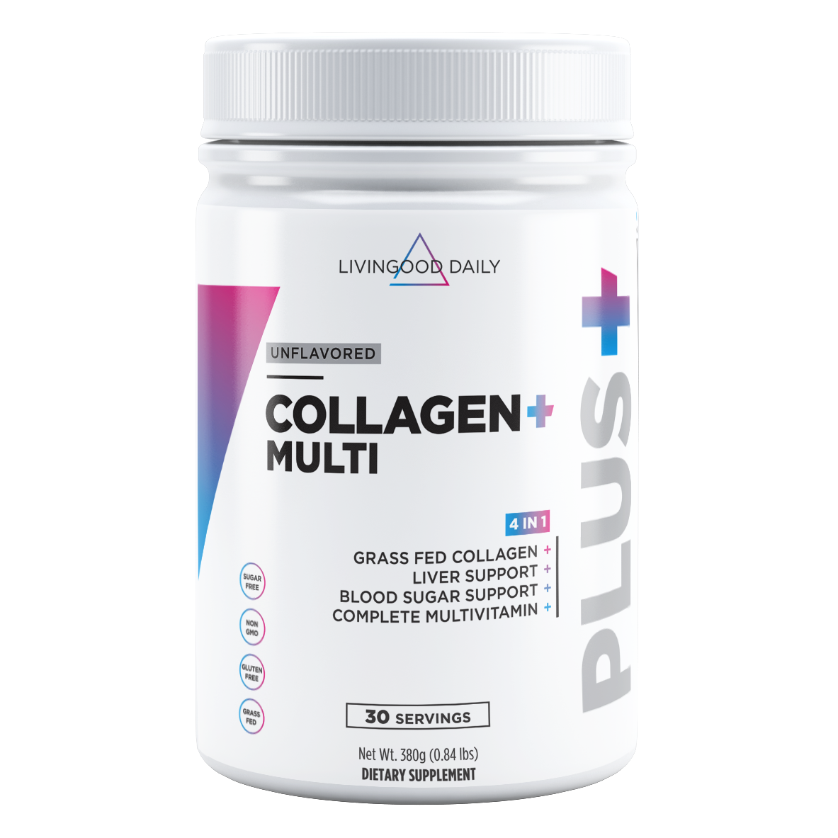 LivingGood Daily Collagen Multi Plus dietary supplement unflavored grass-fed liver support blood sugar multivitamin