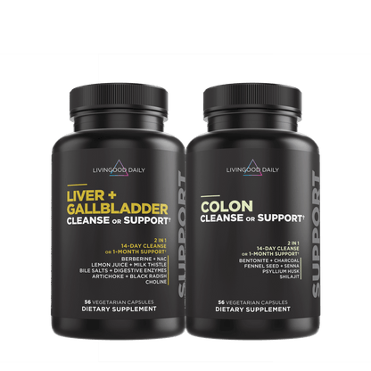 Livingood Daily dietary supplements liver gallbladder colon cleanse support bottles