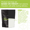 Electrolyte powder package with informational text on product settling and usage tips