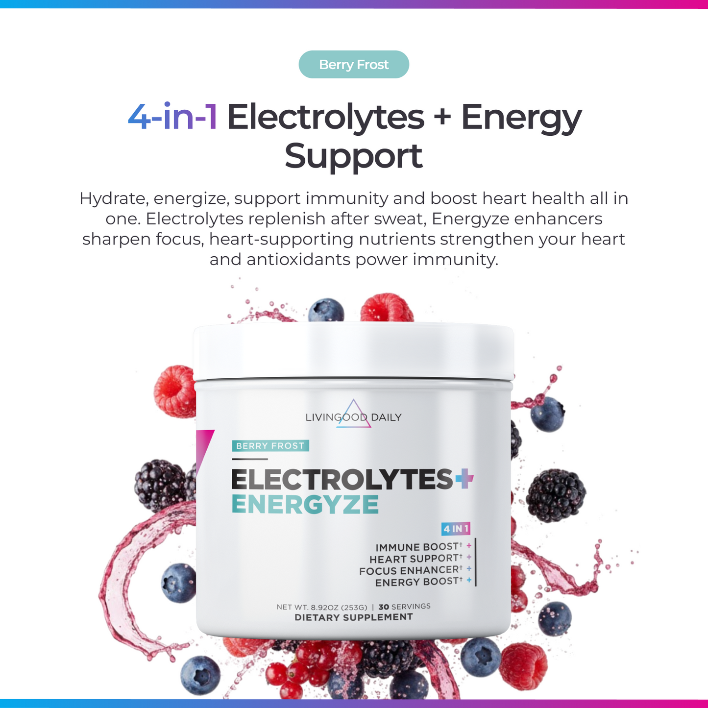 Livingood Daily Electrolytes + Energyze (Berry Frost)