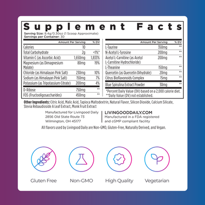 Livingood Daily Electrolytes + Energyze (Berry Frost)
