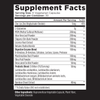 Supplement Facts label showing serving size, ingredients, and daily values for vegetarian capsules