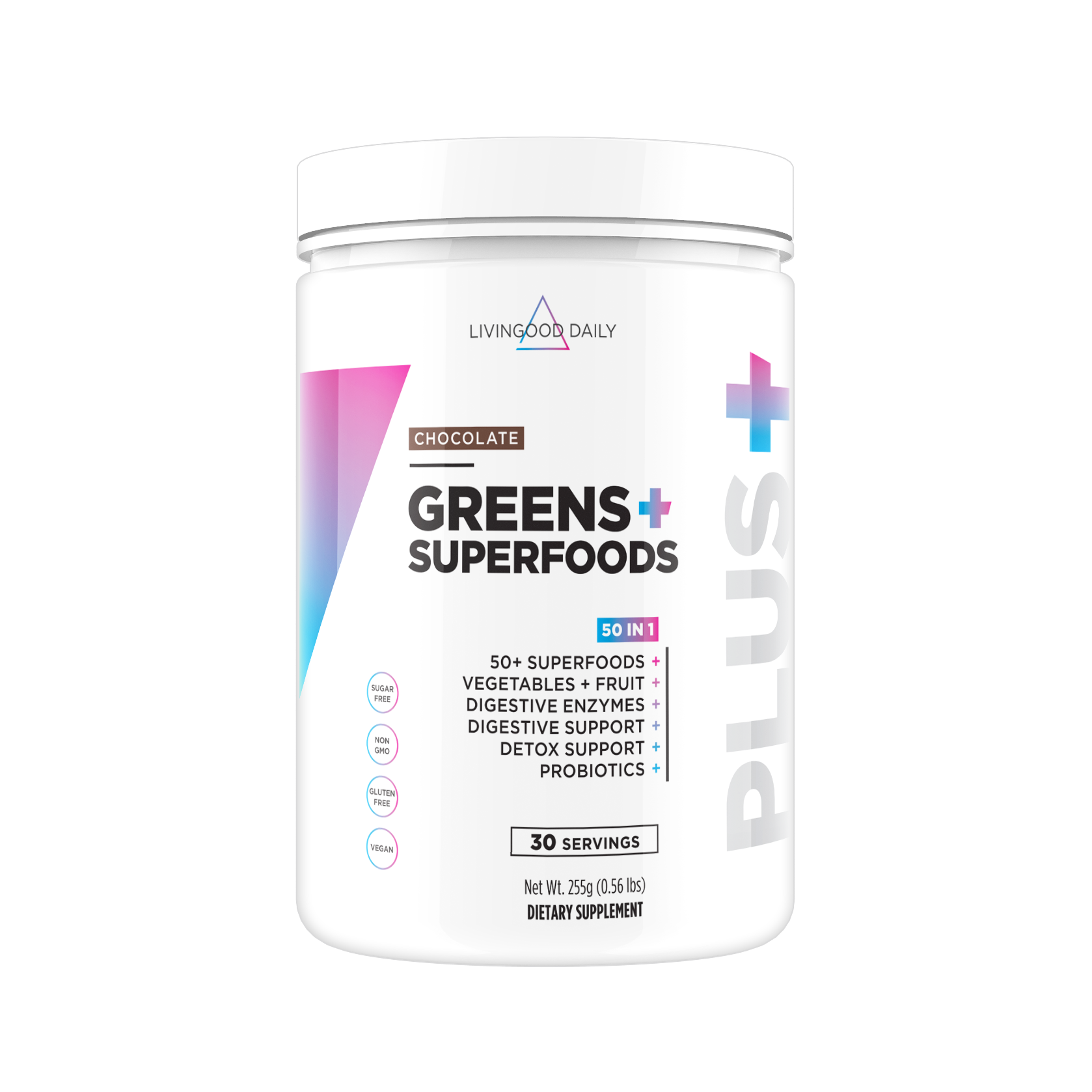 Livingood Daily Greens Superfoods Chocolate Flavor Dietary Supplement Jar