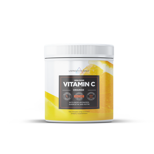 High dose Vitamin C orange flavor dietary supplement container