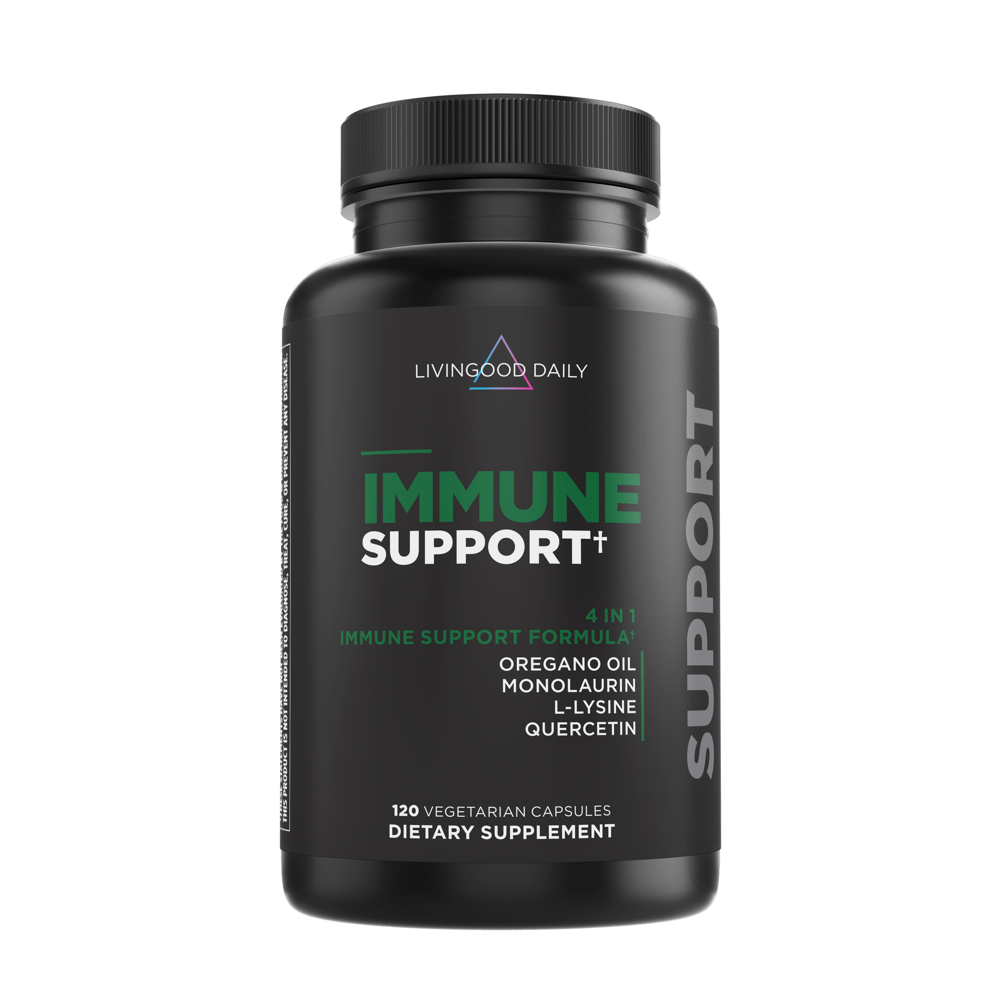 LivingGood Daily Immune Support supplement bottle with vegetarian capsules