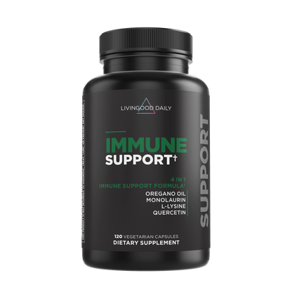 LivingGood Daily Immune Support supplement bottle with vegetarian capsules