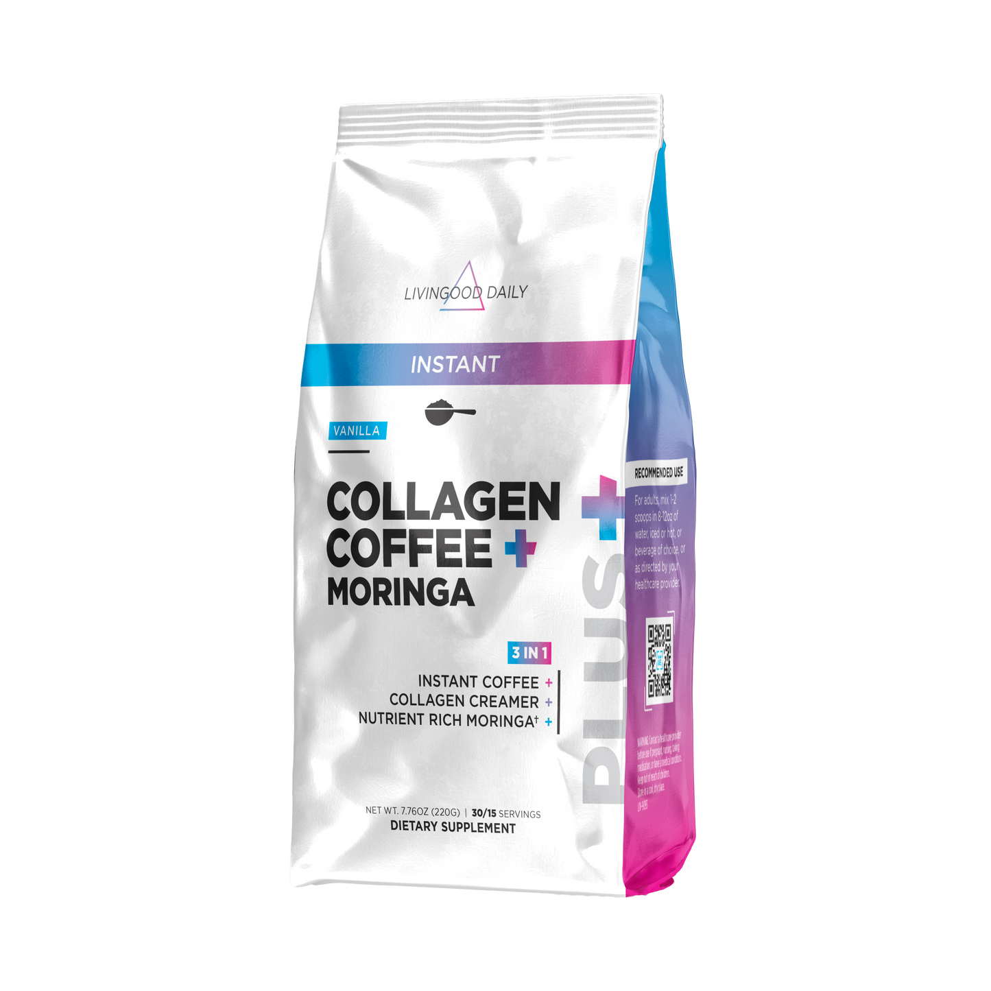 Livingood Daily Instant Collagen Coffee + Moringa (Vanilla)