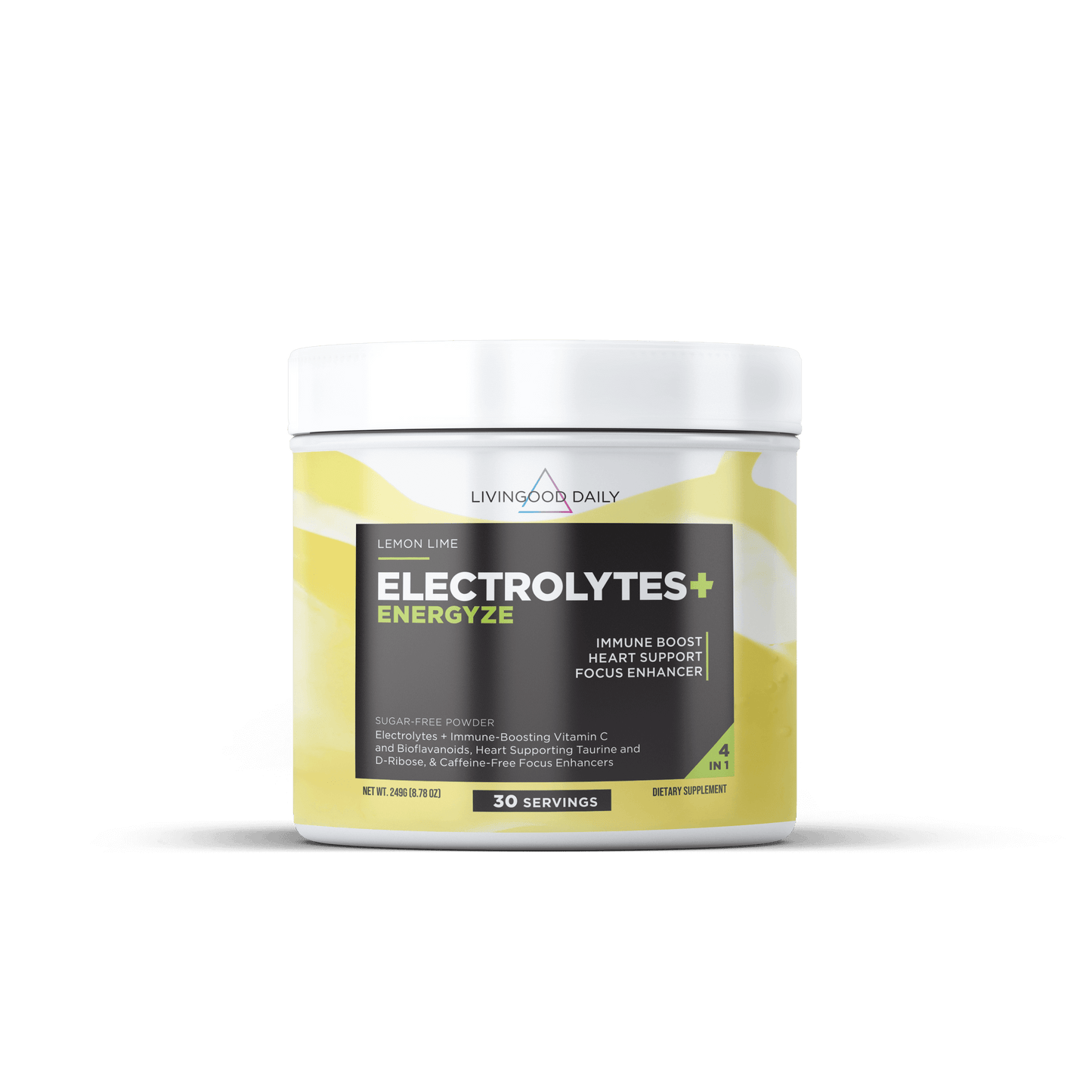 Livingood Daily Lemon Lime Electrolytes Energyze Dietary Supplement Jar