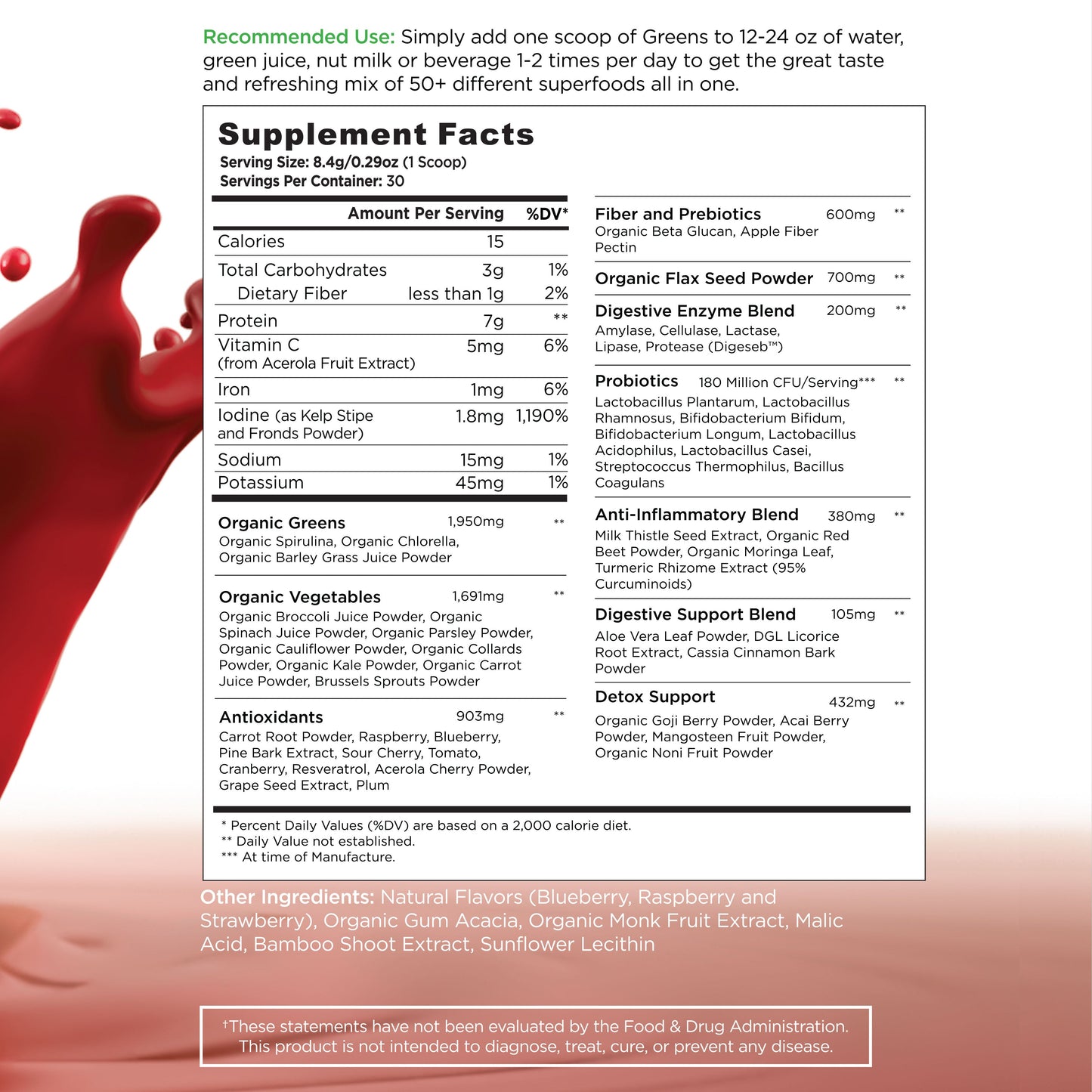 Supplement Facts Label Nutrition Information Dietary Ingredients List