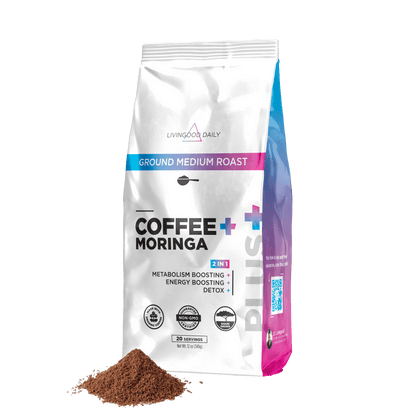 LivingGood Daily Ground Medium Roast Coffee Moringa Bag with Metabolism Energy Boosting Detox Claims