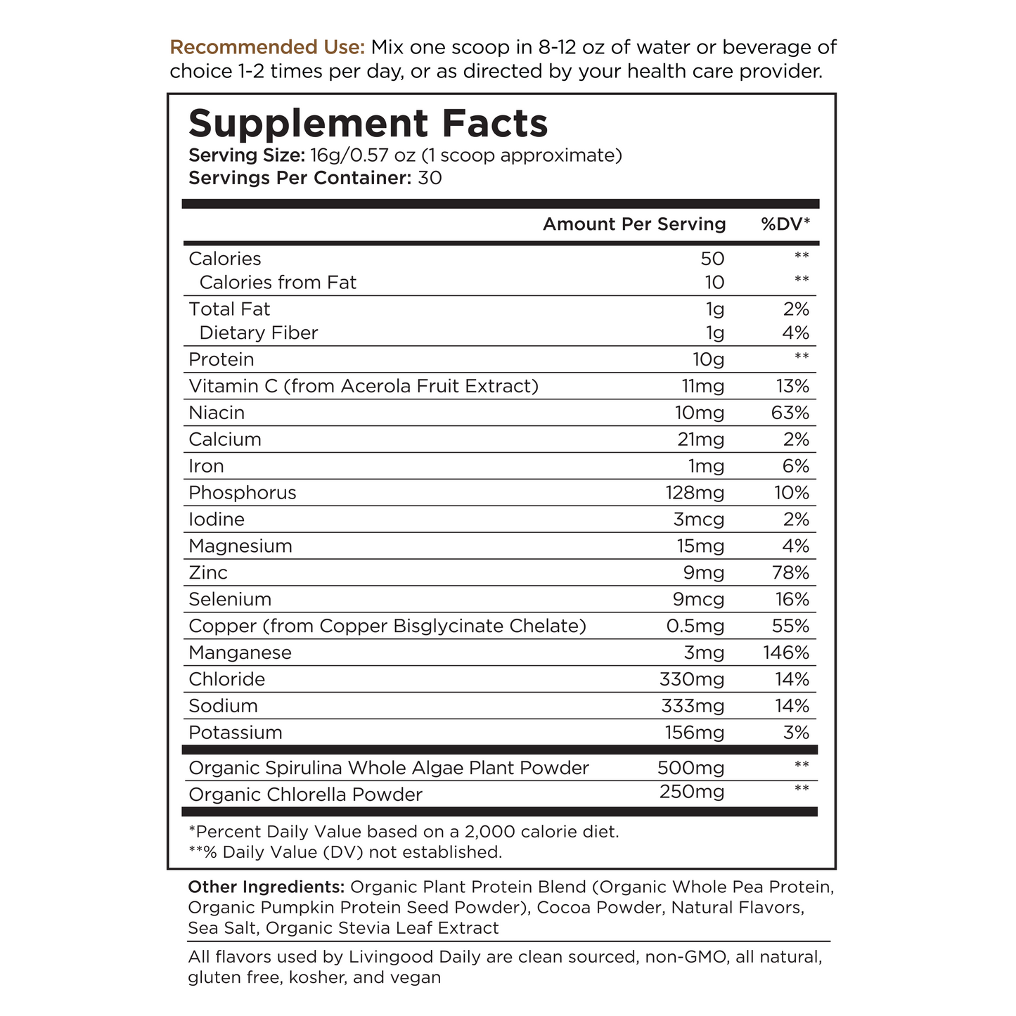 Livingood Daily Plant Collagen + Greens (Chocolate)