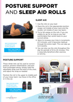 posture support and sleep aid rolls advertisement with usage instructions and recommendations