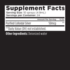 Supplement facts label showing colloidal silver serving size and ingredients.
