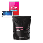 All Day Energy Blueprint e-book, smartphone, electrolytes powder packet dietary supplement