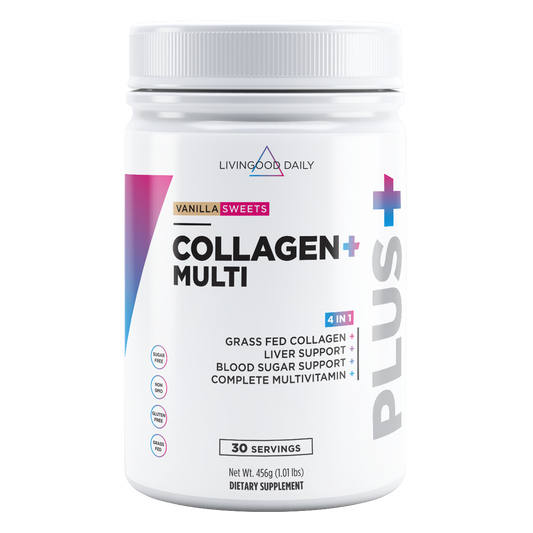 Livingood Daily Collagen Multi dietary supplement vanilla flavor grass fed sugar free non-GMO gluten free