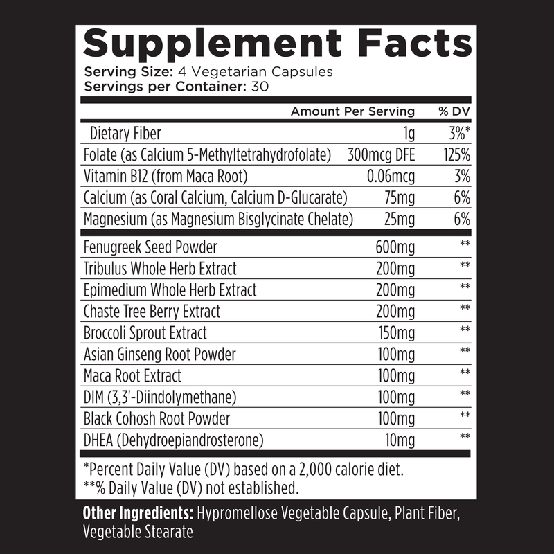 Supplement Facts Label Showing Serving Size, Ingredients, and Daily Values