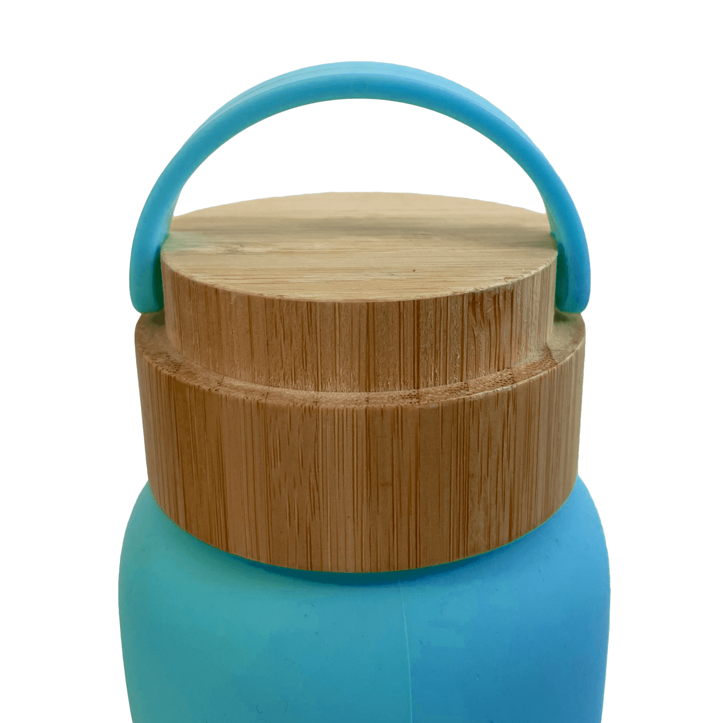 bamboo-lid container with blue handle