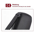 Durable black webbing zipper pull on textured fabric
