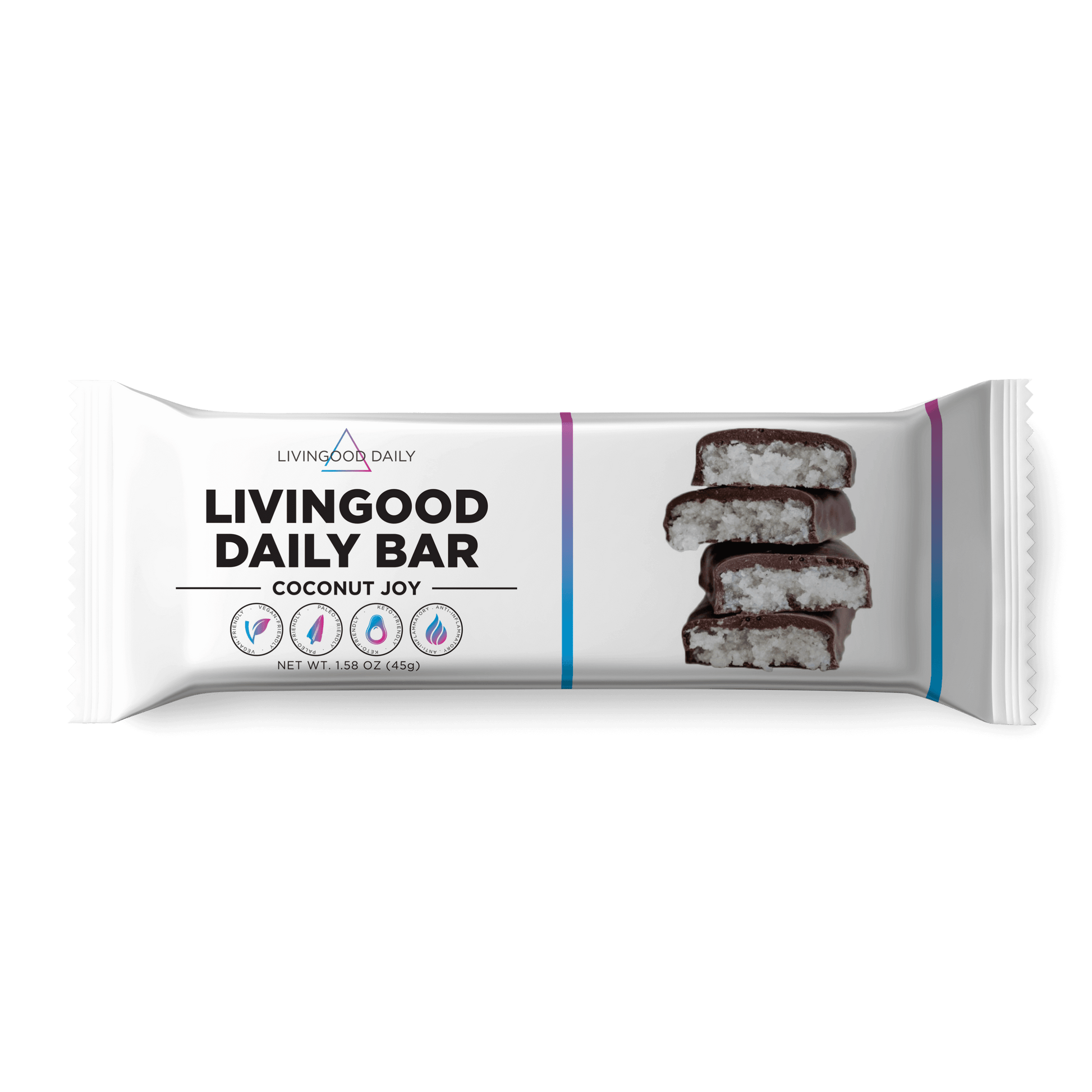 LivingGood Daily Bar Coconut Joy protein snack packaging